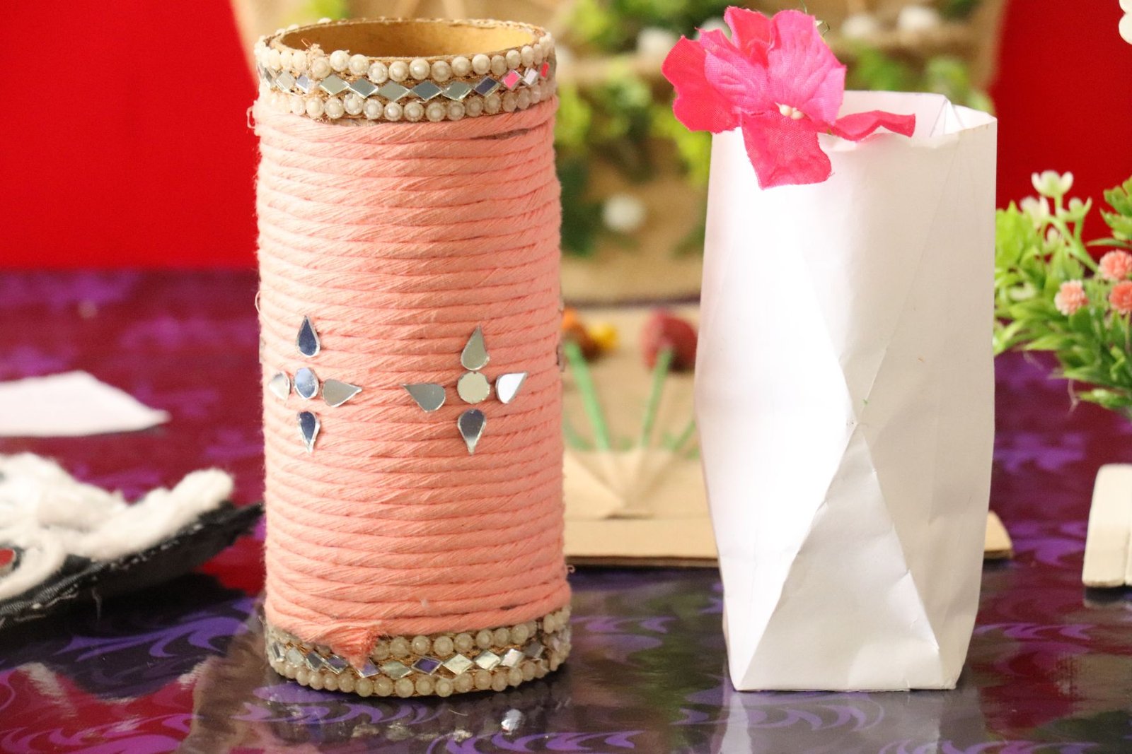 Decorative upcycled craft created by students