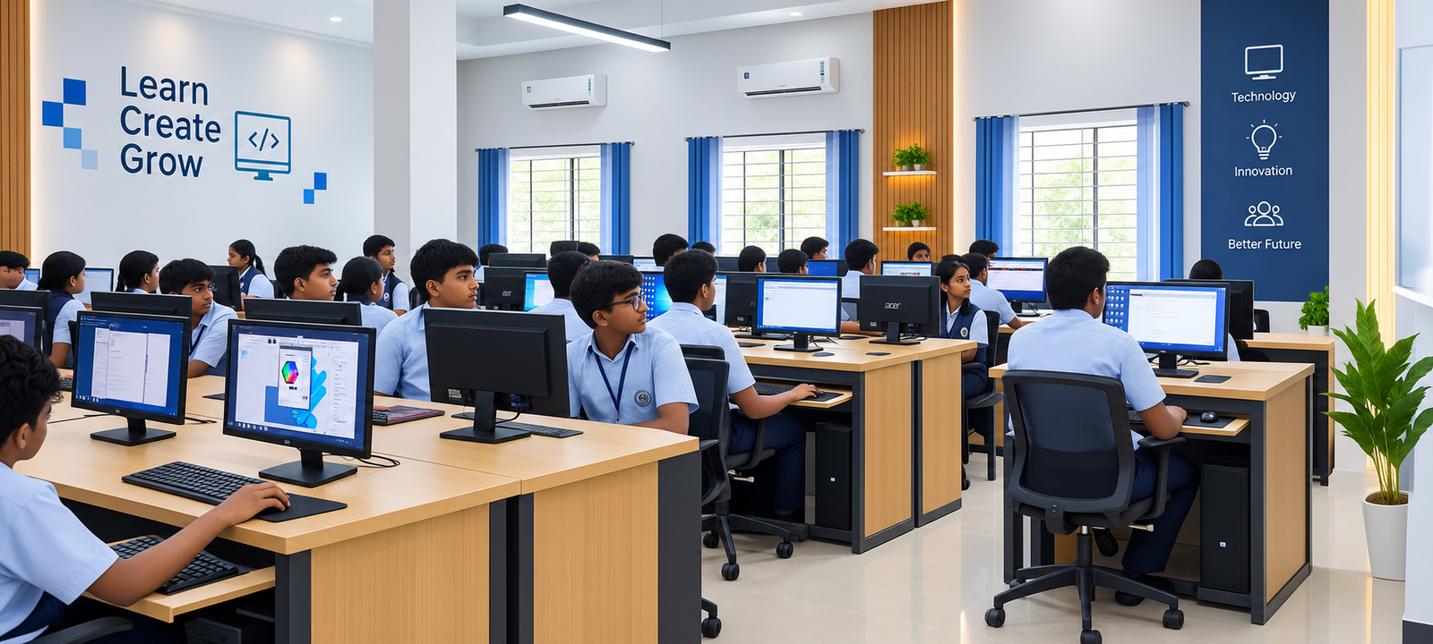 Students learning in the modern computer laboratory